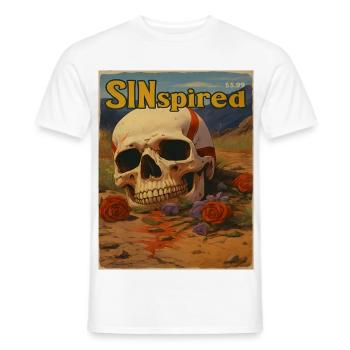 Inspired by Sins, Skull in the Desert - Men's T-Shirt - white - Front - AI Model Male 178 dark (178cm)