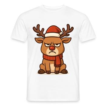 Grim Reindeer with Christmas Scarf - Men's T-Shirt - white - Front - AI Model Male 178 dark (178cm)