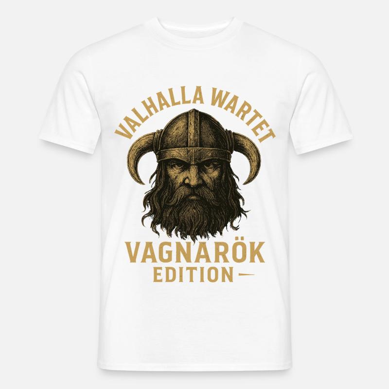 Valhalla Wartet Vagnarök Edition Wikinger - Männer T-Shirt - Weiß