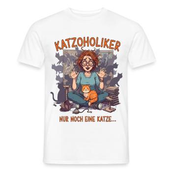 Katzoholiker Nur noch eine Katze - Lustiger Spruch - T-shirt homme - blanc - Devant - AI Model Male 178 dark (178cm)