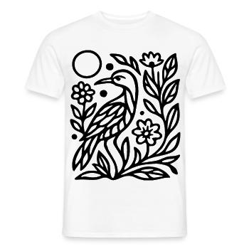 Mystic Owl Silhouette with Nature Lines Artwork - Men's T-Shirt - white - Front - AI Model Male 178 dark (178cm)