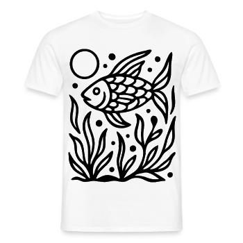 Minimal Line Art Fisch Ozean Natur Design - Männer T-Shirt - Weiß - Vorne - AI Model Male 178 dark (178cm)