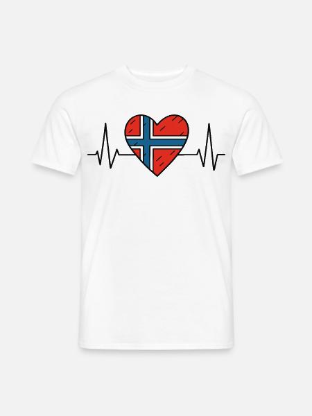 Norwegen Heartbeat Line Flagge Liebe Reisen Design - Männer T-Shirt - Weiß