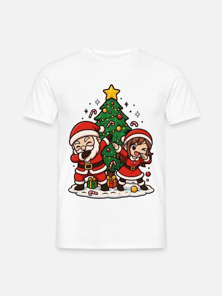 Dabbing Santa & Mrs Claus Kawaii Shirt - Männer T-Shirt - Weiß