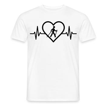 Nordic Walking Heart Sport Hike Poles - Men's T-Shirt - white - Front - AI Model Male 178 dark (178cm)