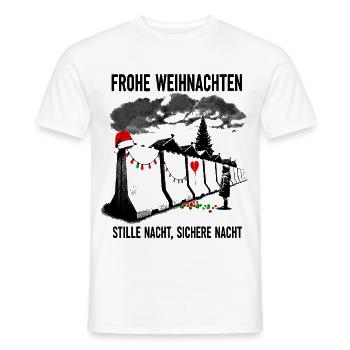 Silent Night, Safe Night - Christmas satire - Men's T-Shirt - white - Front - AI Model Male 178 dark (178cm)