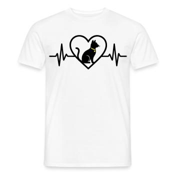 Katze Herz Silhouette Süß Pet Lover Geschenk - Männer T-Shirt - Weiß - Vorne - AI Model Male 178 dark (178cm)