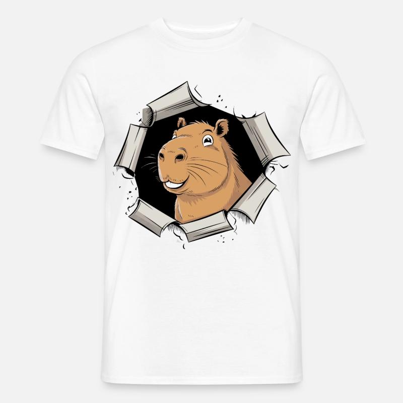 Capybara Comic – friedlicher Durchbruch - Männer T-Shirt - Weiß