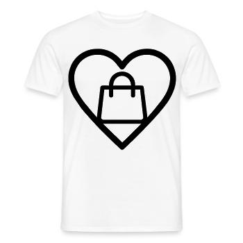 Cœur + Shopping – Amateur de shopping - T-shirt homme - blanc - Devant - AI Model Male 178 dark (178cm)