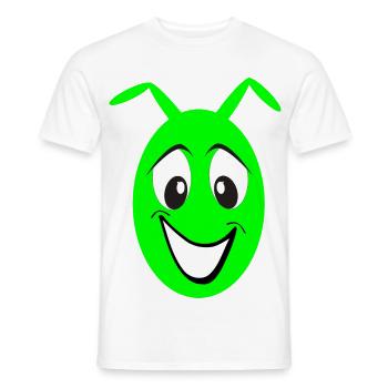 Green Cheerful Cartoon Face Monster - Men's T-Shirt - white - Front - AI Model Male 178 dark (178cm)