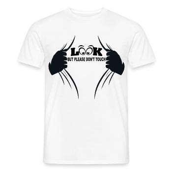 Gucken aber bitte nicht anfassen - Männer T-Shirt - Weiß - Vorne - AI Model Male 178 dark (178cm)