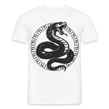 Serpent with Nordic runes and glowing eyes - Men's T-Shirt - white - Front - AI Model Male 178 dark (178cm)