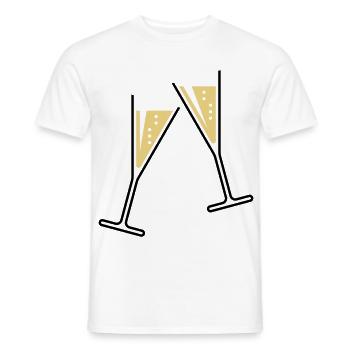 2 Sektgläser (Sekt / Trichter / Offen / 2C) - Men's T-Shirt - white - Front - AI Model Male 178 dark (178cm)