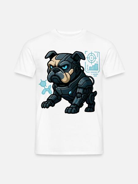 Futuristischer Cyber-Bulldogge in Kampfrüstung - Männer T-Shirt - Weiß