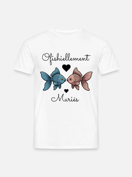 Ofishiellement Ehe-Humor-Pfirsich-Hochzeitspaar - Männer T-Shirt - Weiß