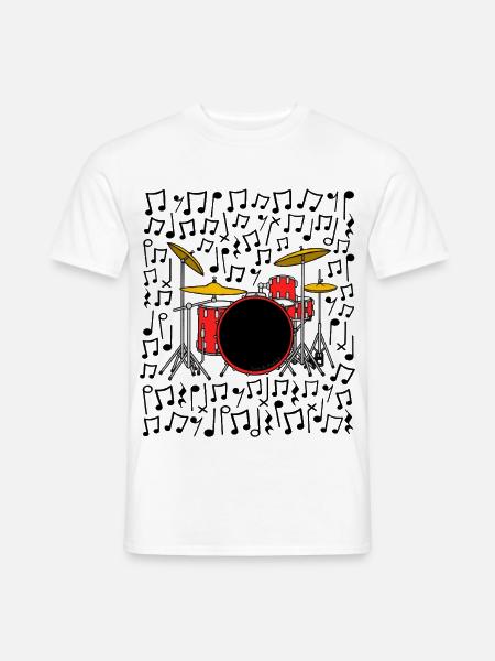 Drumset Musiknoten Schlagzeuger Musiklehrer - Männer T-Shirt - Weiß
