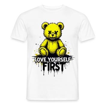 Love Yourself First Teddy Bear Graffiti - Men's T-Shirt - white - Front - AI Model Male 178 dark (178cm)
