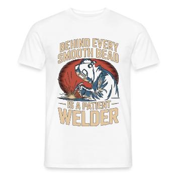 Le soudeur derrière chaque perle lisse est un travail d’artisanat - T-shirt homme - blanc - Devant - AI Model Male 178 dark (178cm)