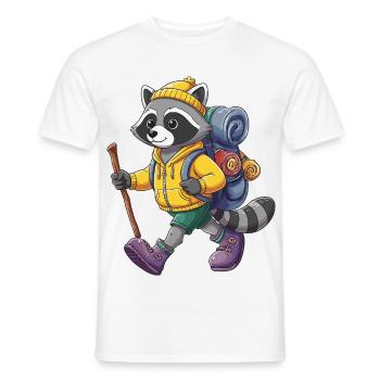 Süßer Waschbär Wandern, Camping, Abenteuer-Rucksacktourist. - Männer T-Shirt - Weiß - Vorne - AI Model Male 178 dark (178cm)