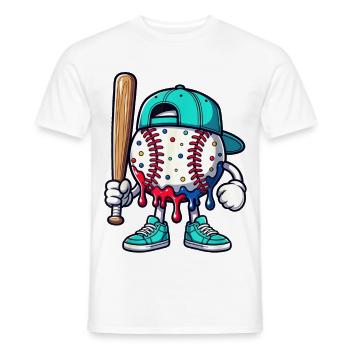 Schmelzendes Baseball-Maskottchen mit Schläger - Männer T-Shirt - Weiß - Vorne - AI Model Male 178 dark (178cm)