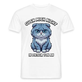 Guck mich nicht so an – Cartoon-Katze - Männer T-Shirt - Weiß - Vorne - AI Model Male 178 dark (178cm)