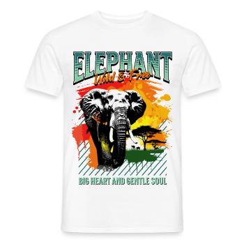 Safari nature Elephant Africa Nature Wilderness Art coloré - T-shirt homme - blanc - Devant - AI Model Male 178 dark (178cm)