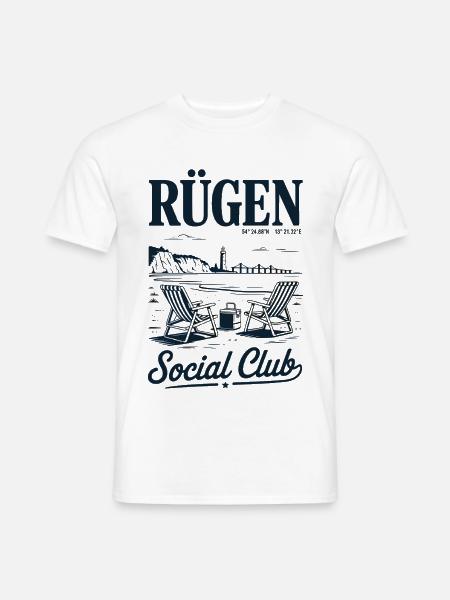 Rügen Ostsee Leuchtturm Social Club Beach - Männer T-Shirt - Weiß