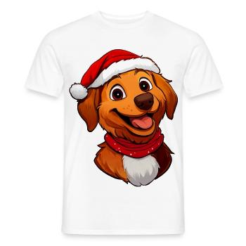 Dog Santa Claus - Men's T-Shirt - white - Front - AI Model Male 178 dark (178cm)