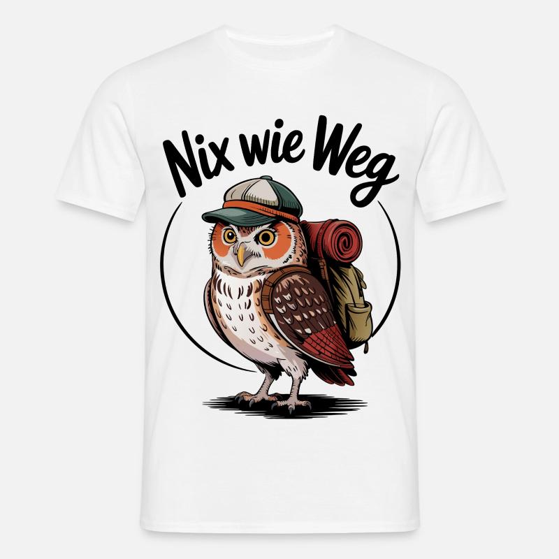 Waldwanderer Eule mit Rucksack - Männer T-Shirt - Weiß