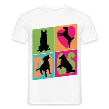 Chiens que j'aime Silhouettes de chiens Maman chien Papa chien - T-shirt homme - blanc - Devant - AI Model Male 178 dark (178cm)