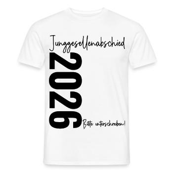 Enterrement de vie de garçon 2026 Veuillez signer Enterrement de vie de garçon - T-shirt homme - blanc - Devant - AI Model Male 178 dark (178cm)