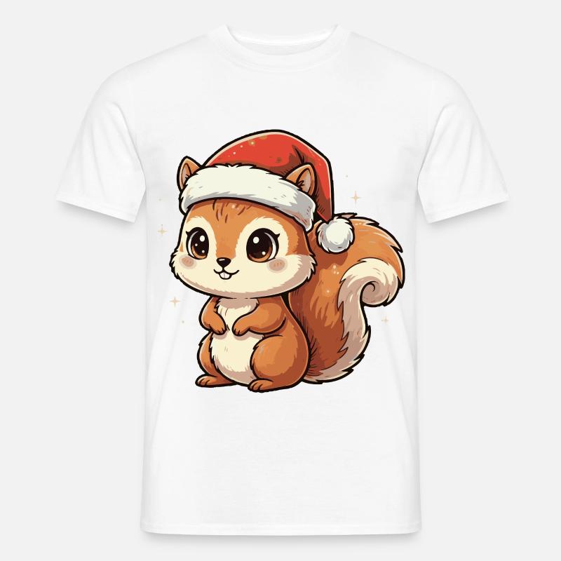 Weihnachts Eichhörnchen mit Santa Hut - Männer T-Shirt - Weiß