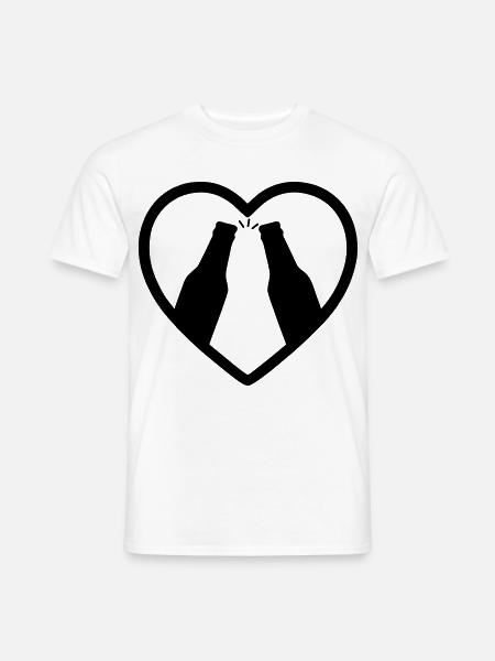 Herzflaschen Bier-Aperitif-Geschenk - Männer T-Shirt - Weiß