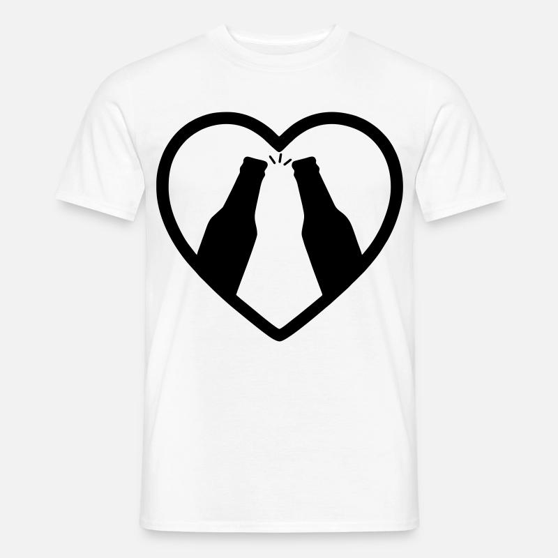 Herzflaschen Bier-Aperitif-Geschenk - Männer T-Shirt - Weiß