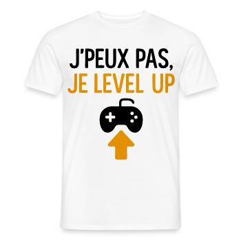 J’peux pas – je level up Geek Gamer Gaming - T-shirt homme - blanc - Devant - AI Model Male 178 dark (178cm)