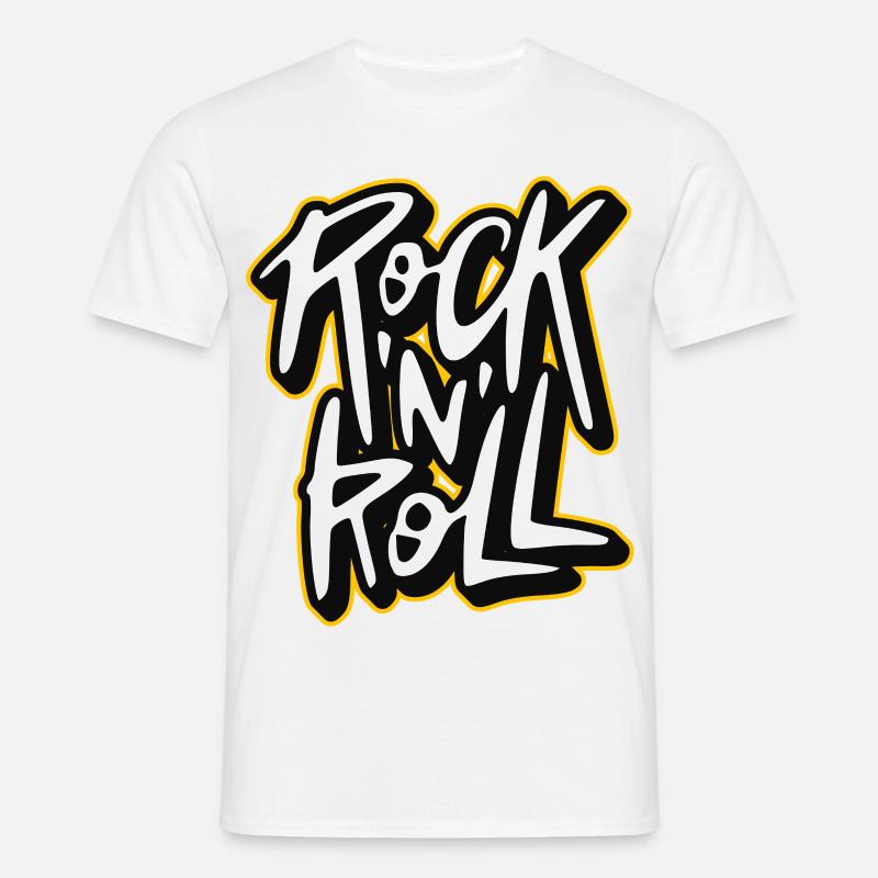 Rock 'n' Roll Graffiti-Stil Skript-Logo - Männer T-Shirt - Weiß