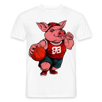 Schweinchen Basketballerin / Basketball Schweinche - Männer T-Shirt - Weiß - Vorne - AI Model Male 178 dark (178cm)