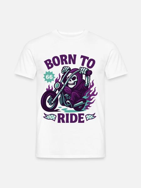 Lustiges Skelett Biker Fan Design & Vintage Skull - Männer T-Shirt - Weiß