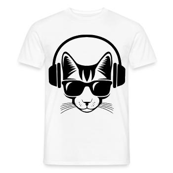 Katzenmusik-Kopfhörer und Sonnenbrille - Männer T-Shirt - Weiß - Vorne - AI Model Male 178 dark (178cm)