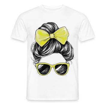 Woman Sunglasses Hair Bow Girl Yellow - Men's T-Shirt - white - Front - AI Model Male 178 dark (178cm)