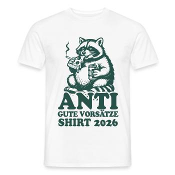 Waschbär | Anti gute Vorsätze 2026 - Männer T-Shirt - Weiß - Vorne - AI Model Male 178 dark (178cm)