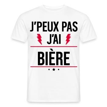 J’peux pas j’ai bière Humour Apéro - T-shirt homme - blanc - Devant - AI Model Male 178 dark (178cm)