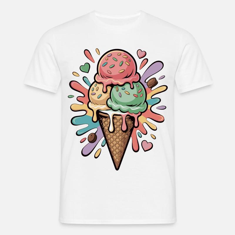 Bunte Eiscreme Explosion - Männer T-Shirt - Weiß
