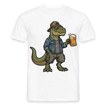 Dino Biertrinker im Denim - Männer T-Shirt - Weiß - Vorne - AI Model Male 178 dark (178cm)