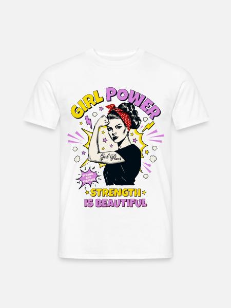Frau Pop Art Girl Power Frauenpower Mädchen Stark - Männer T-Shirt - Weiß
