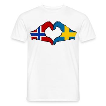 Drapeau Norvège-Suède Mains de cœur - T-shirt homme - blanc - Devant - AI Model Male 178 dark (178cm)
