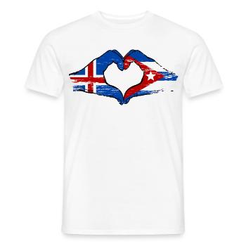 Iceland Cuba Flag Hands Heart - Men's T-Shirt - white - Front - AI Model Male 178 dark (178cm)