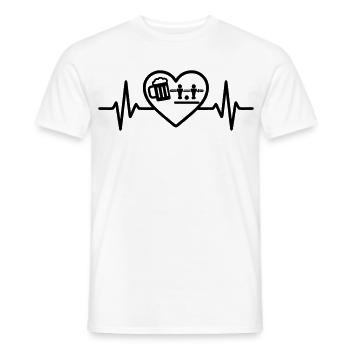 Heart Beer Foosball Humor - Men's T-Shirt - white - Front - AI Model Male 178 dark (178cm)