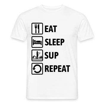 Eat Sleep SUP Repeat - Standup paddeln - Männer T-Shirt - Weiß - Vorne - AI Model Male 178 dark (178cm)