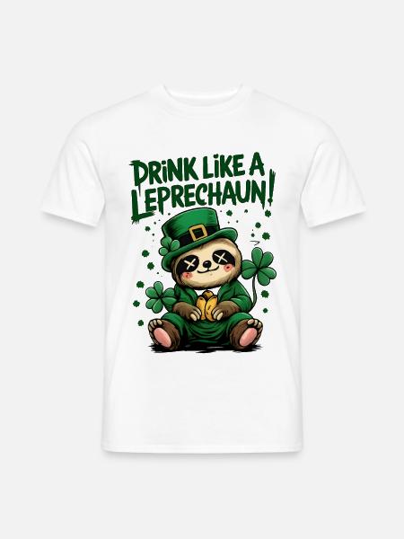 Faultier Leprechaun St. Patrick's Day Design - Männer T-Shirt - Weiß